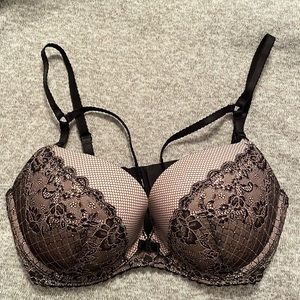 Strappy, lacey padded push-up bra